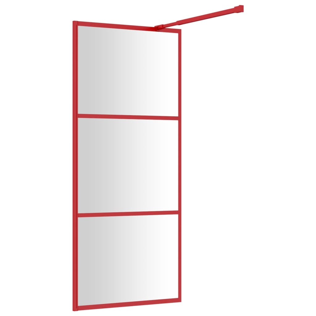 vidaXL Divisória de chuveiro 80x195 cm vidro transparente ESG vermelho