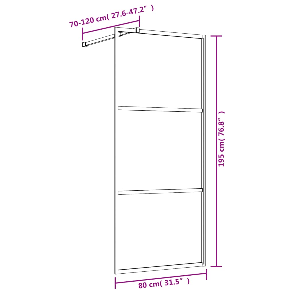 vidaXL Divisória de chuveiro 80x195 cm vidro transparente ESG vermelho