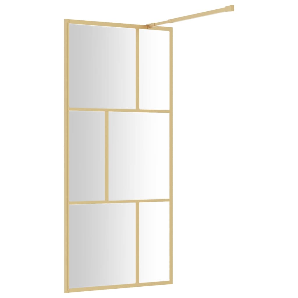 vidaXL Divisória de chuveiro 90x195 cm vidro transparente ESG dourado