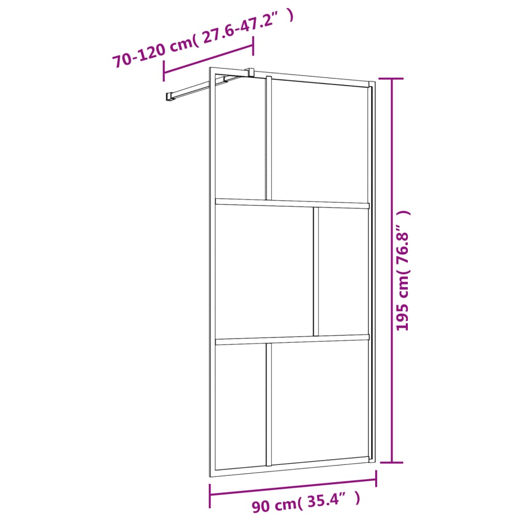 vidaXL Divisória de chuveiro 90x195 cm vidro transparente ESG dourado