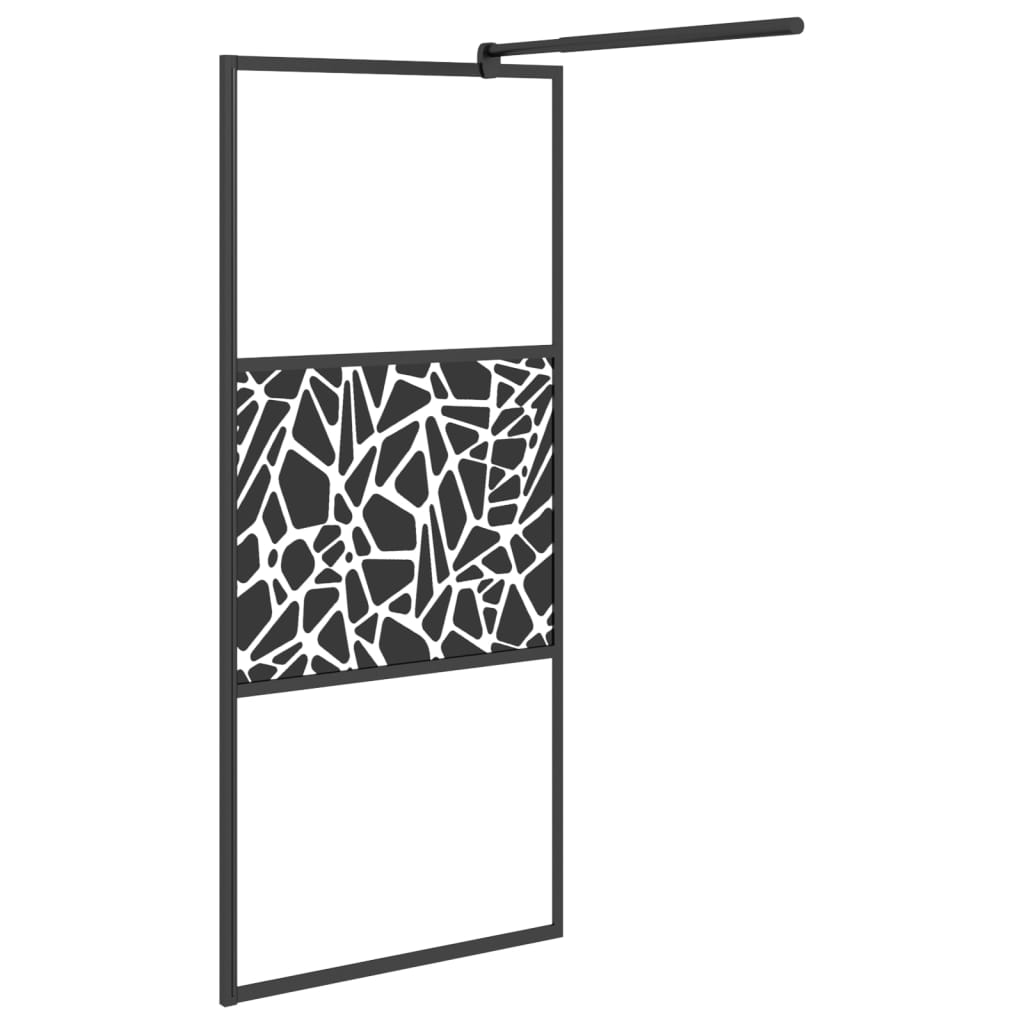 vidaXL Divisória de chuveiro 90x195cm vidro ESG design de pedras preto