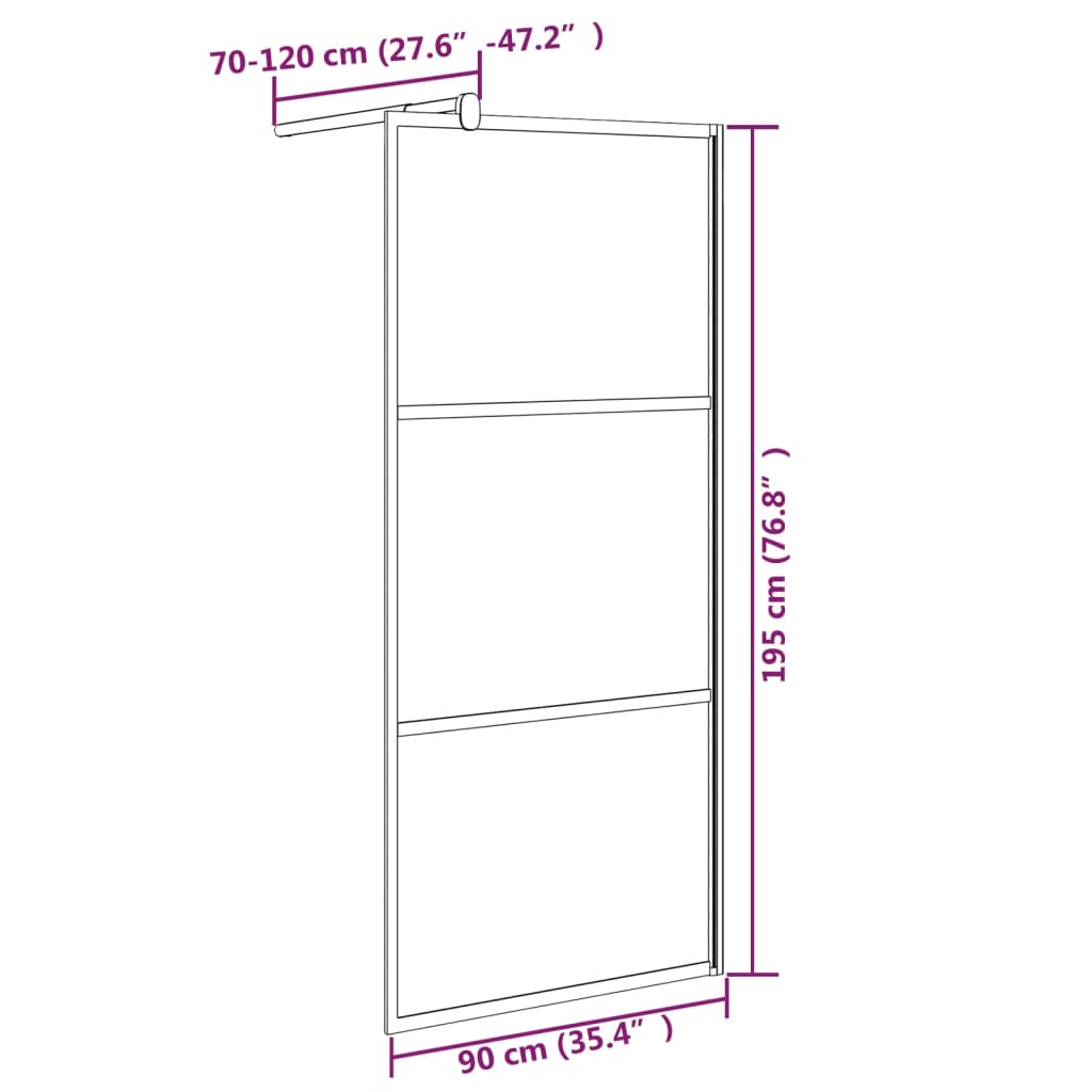 vidaXL Divisória de chuveiro 90x195cm vidro ESG design de pedras preto