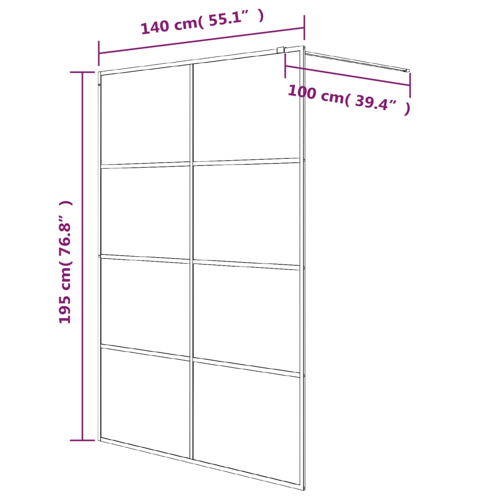 vidaXL Divisória de chuveiro 140x195cm vidro transparente ESG prateado