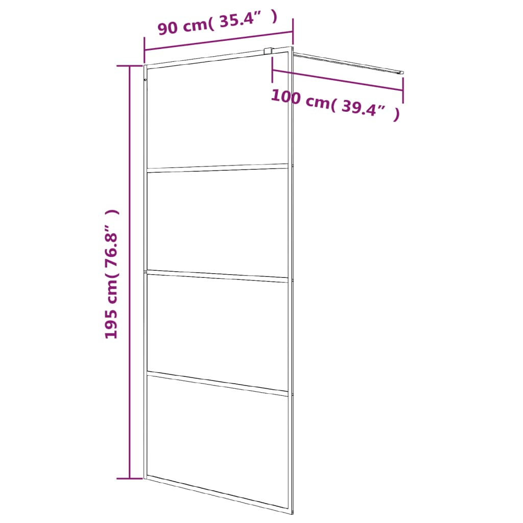 vidaXL Divisória de chuveiro 90x195 cm vidro semiopaco ESG preto