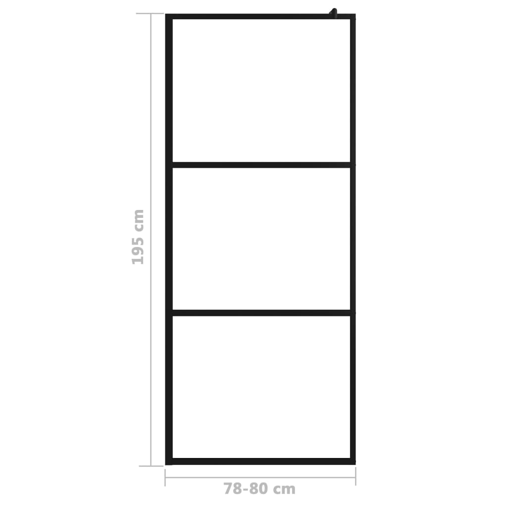 vidaXL Divisória de chuveiro vidro transparente ESG 80x195 cm preto