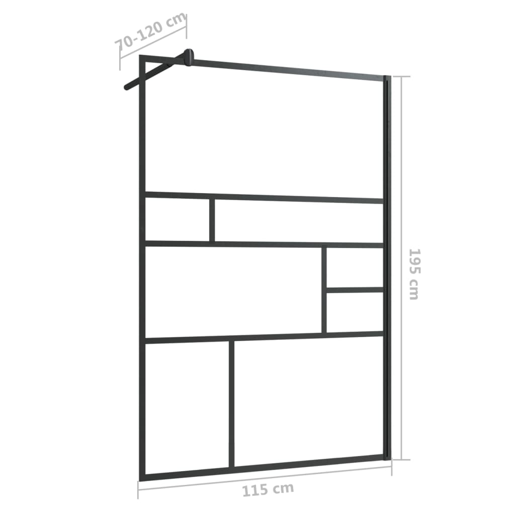 vidaXL Divisória de chuveiro c/ vidro transparente ESG 115x195cm preto