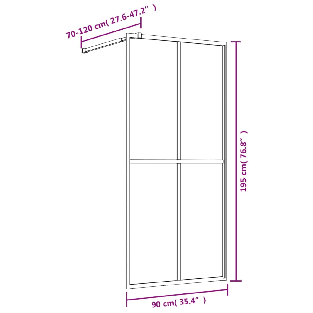 vidaXL Divisória de chuveiro 90x195 cm vidro transparente ESG dourado