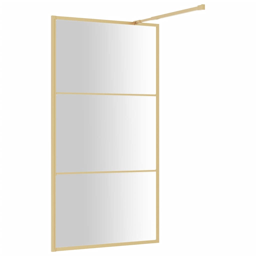 vidaXL Divisória de chuveiro 100x195 cm vidro transparente ESG dourado