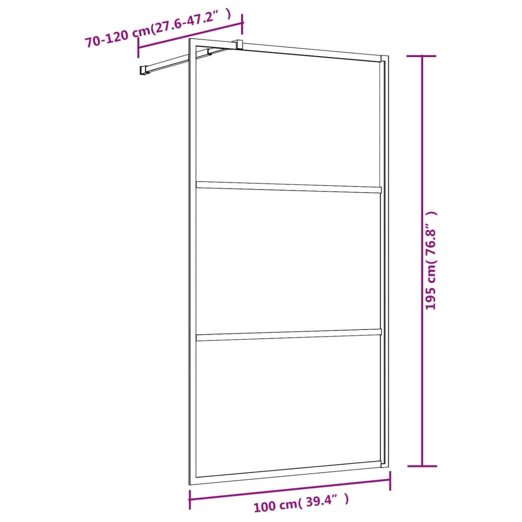 vidaXL Divisória de chuveiro 100x195 cm vidro transparente ESG dourado