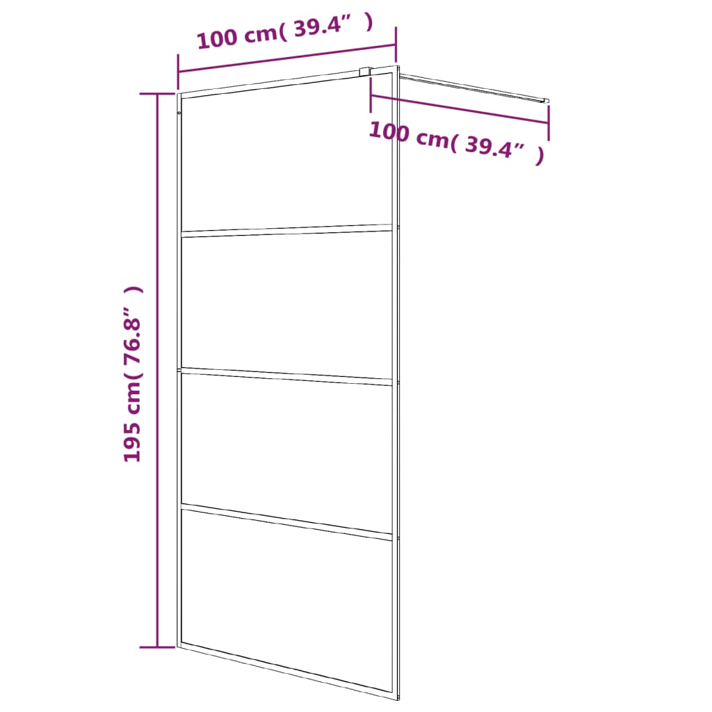 vidaXL Divisória de chuveiro prateado 100x195cm vidro ESG transparente