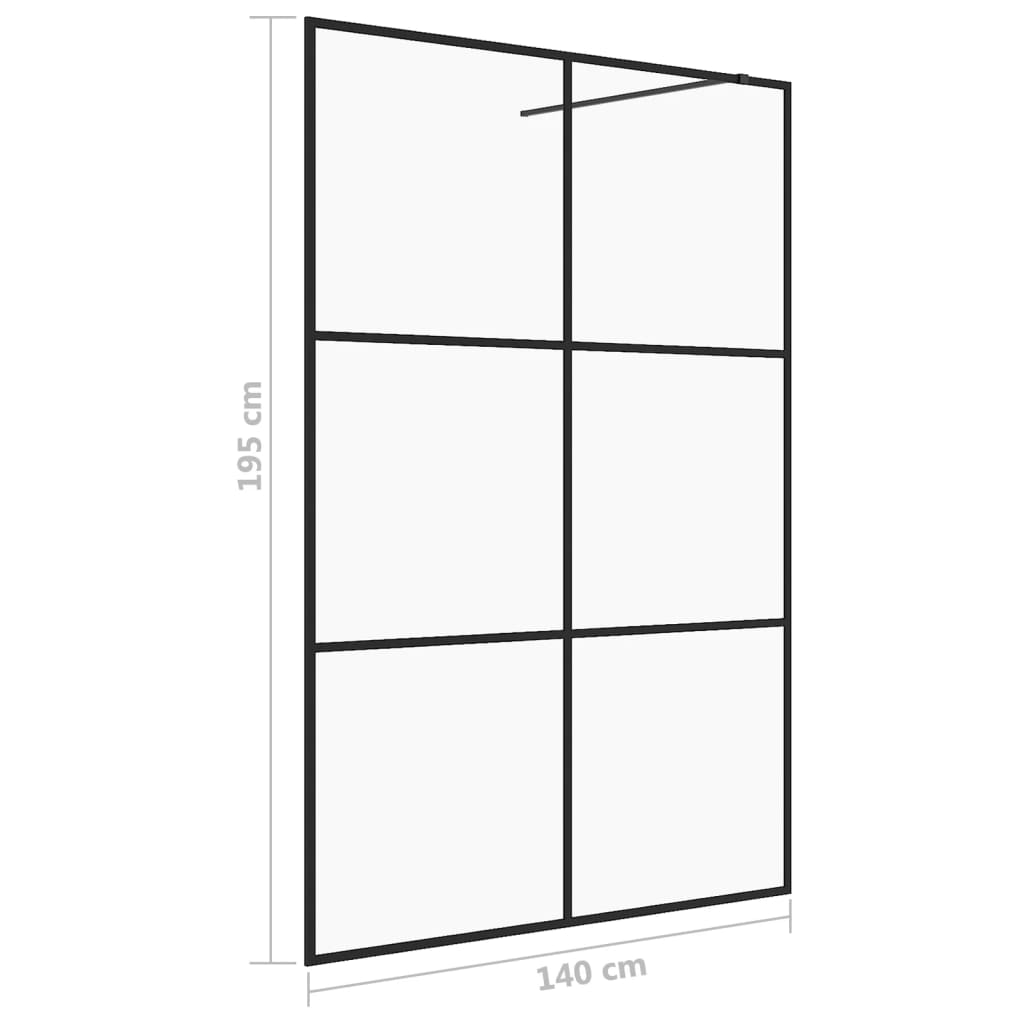 vidaXL Divisória de chuveiro c/ vidro transparente ESG 140x195cm preto