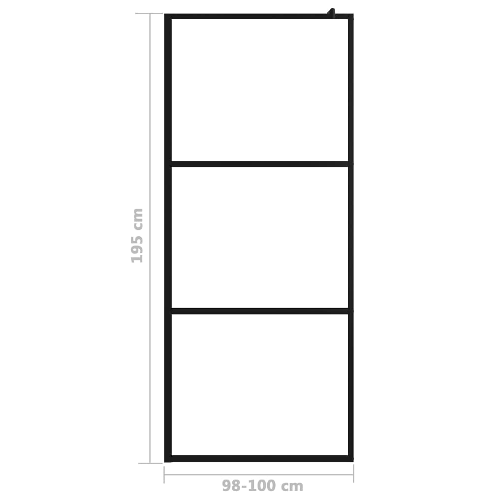 vidaXL Divisória de chuveiro vidro transparente ESG 100x195 cm preto