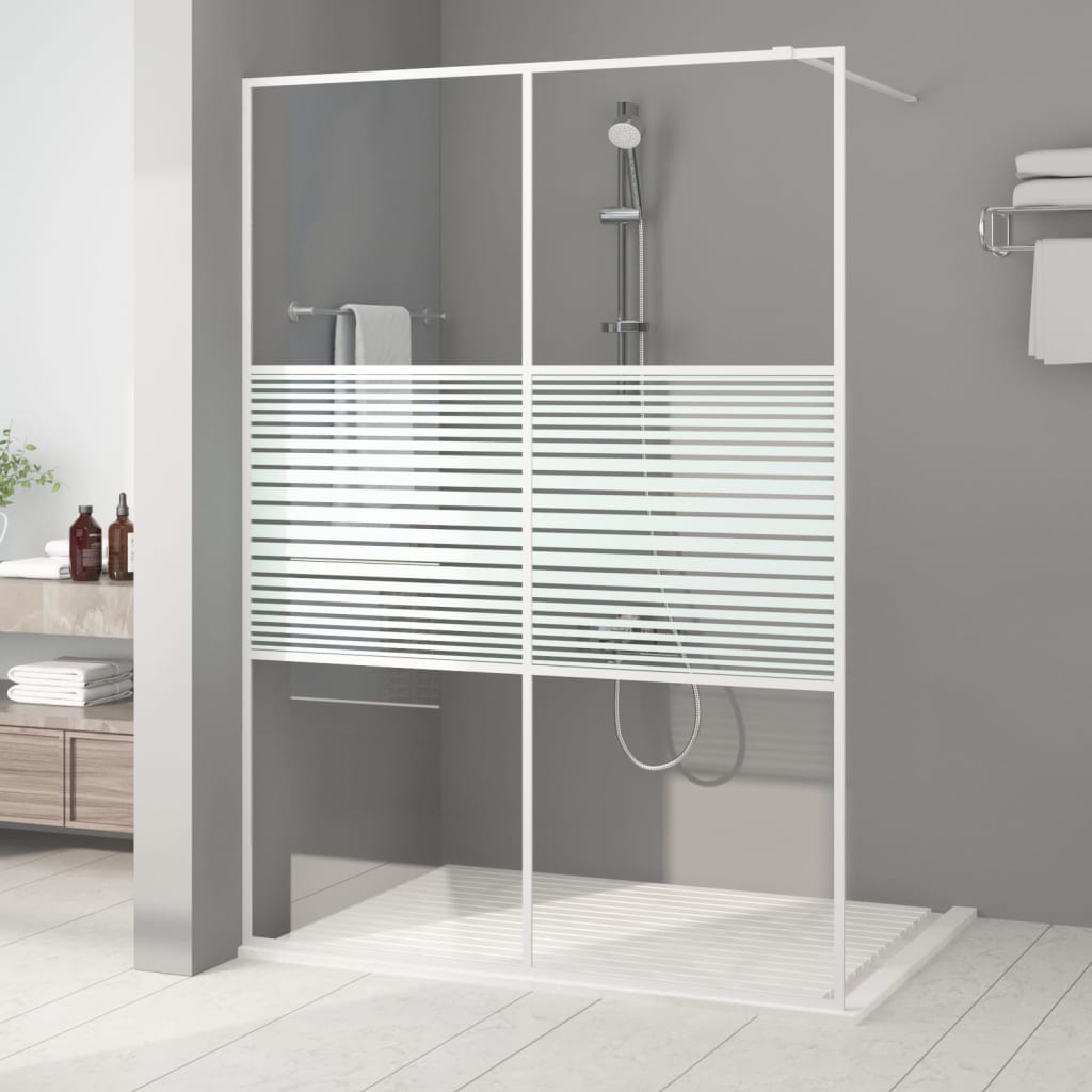 vidaXL Divisória de chuveiro 140x195 cm vidro transparente ESG branco