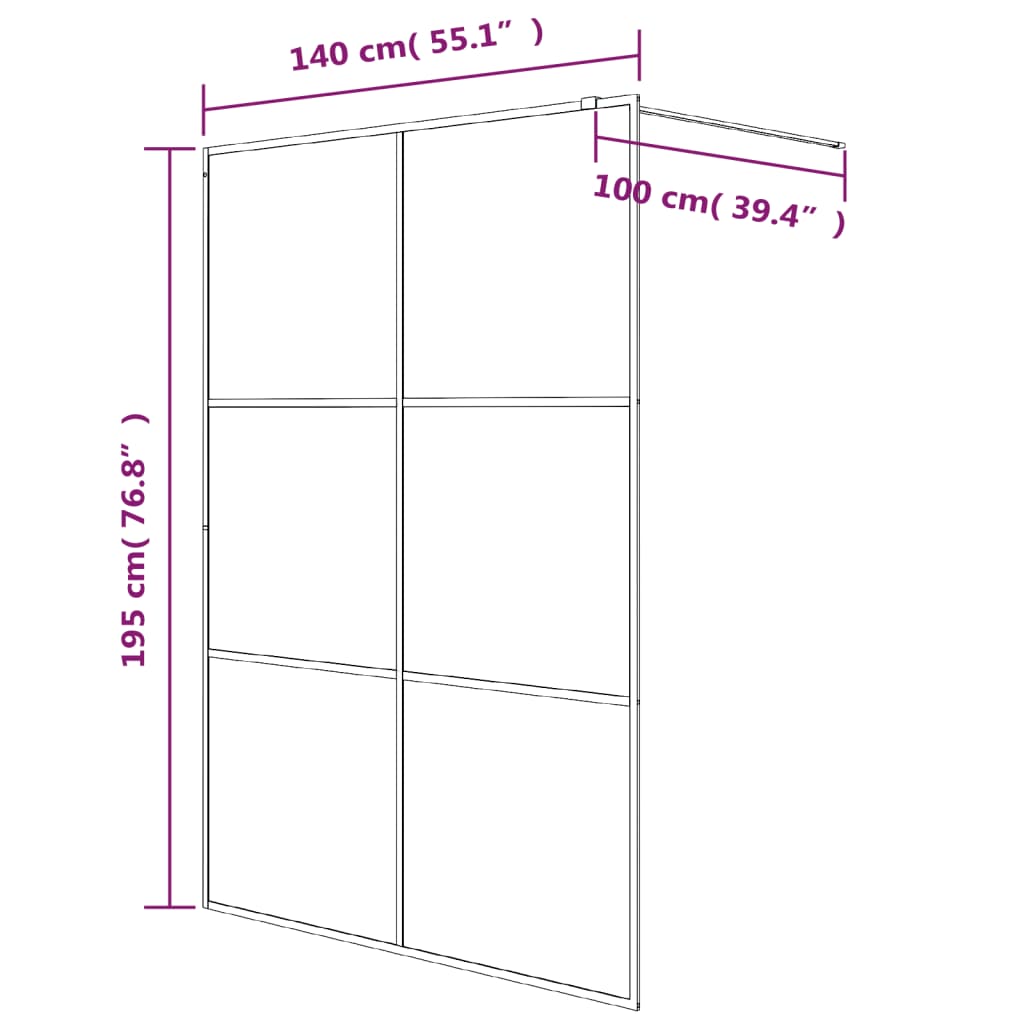 vidaXL Divisória de chuveiro 140x195 cm vidro transparente ESG branco