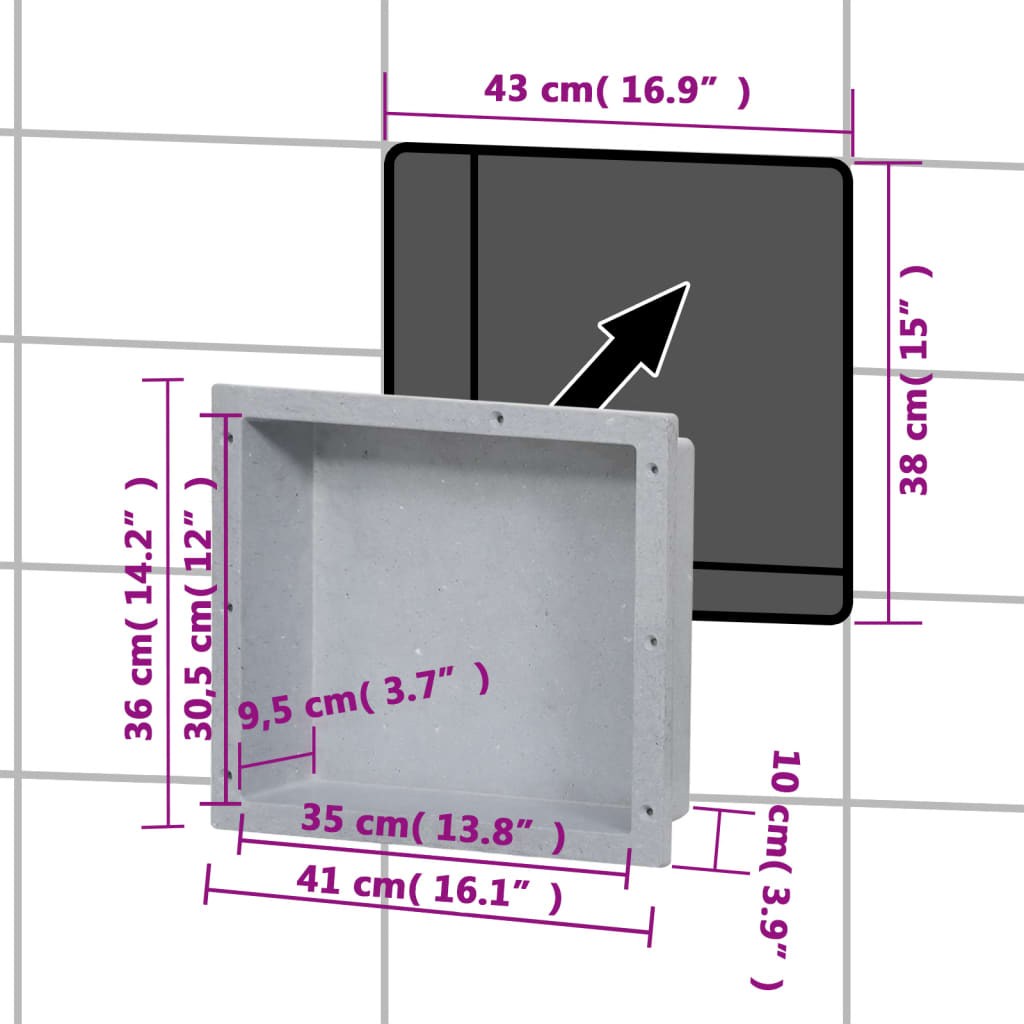 vidaXL Habitáculo de chuveiro 41x36x10 cm cinzento mate