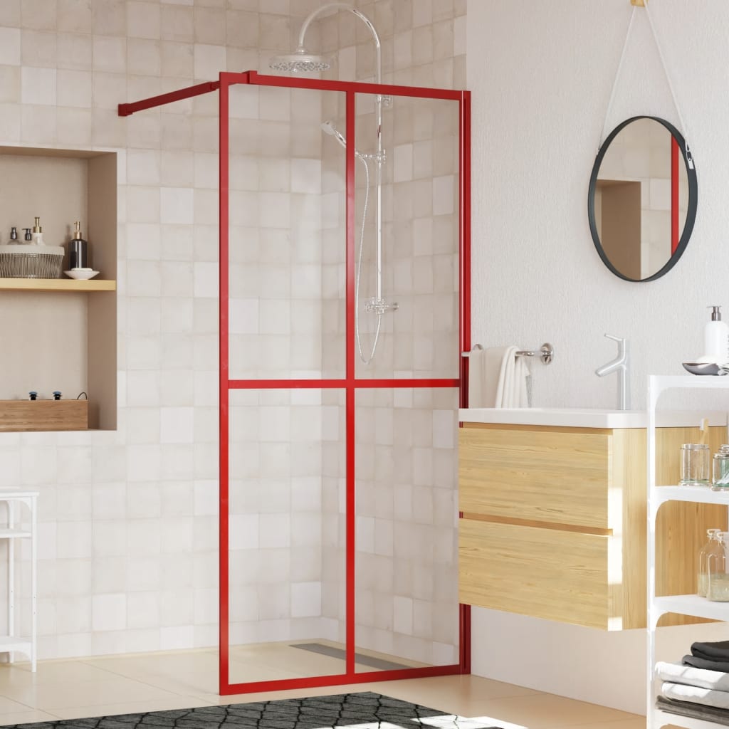 vidaXL Divisória de chuveiro 80x195 cm vidro transparente ESG vermelho