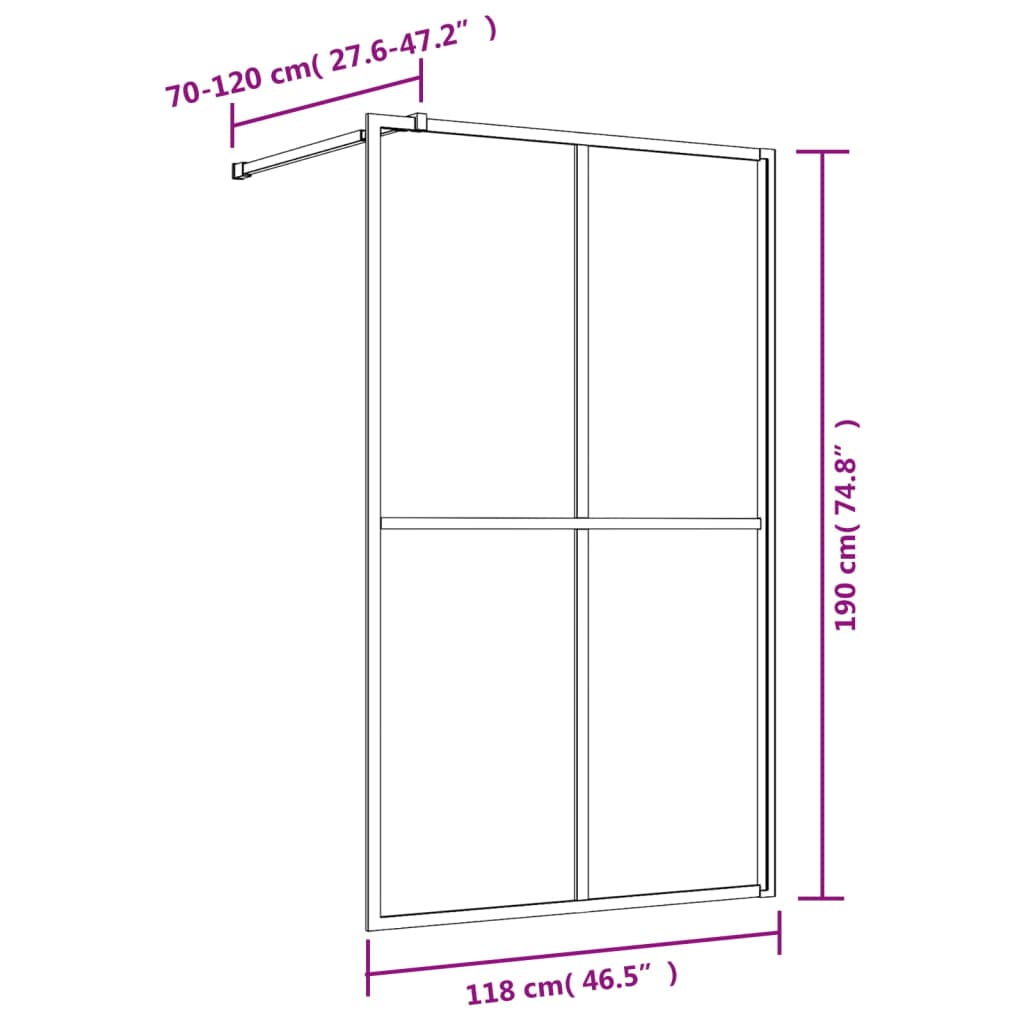 vidaXL Divisória de chuveiro 118x195 cm vidro transparente ESG dourado