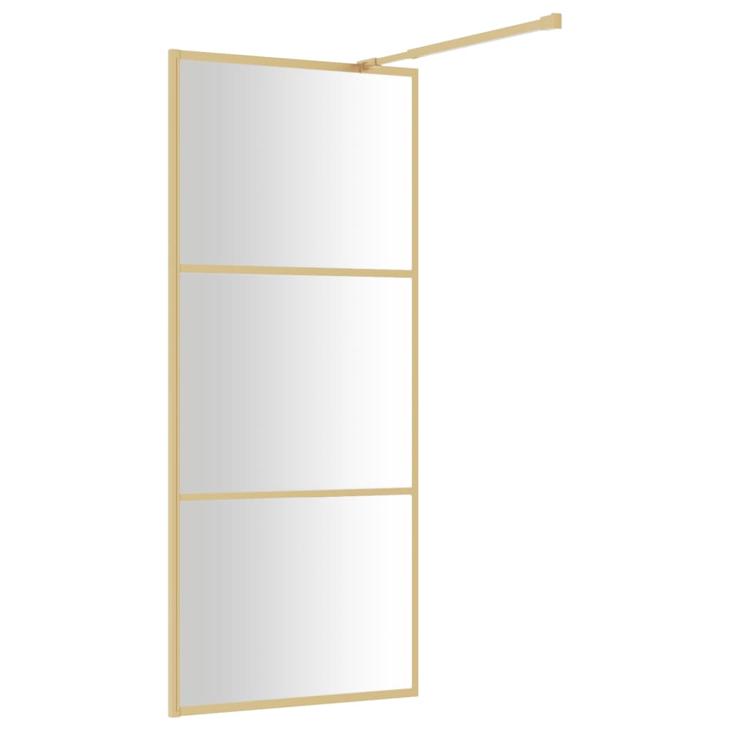 vidaXL Divisória de chuveiro 80x195 cm vidro transparente ESG dourado