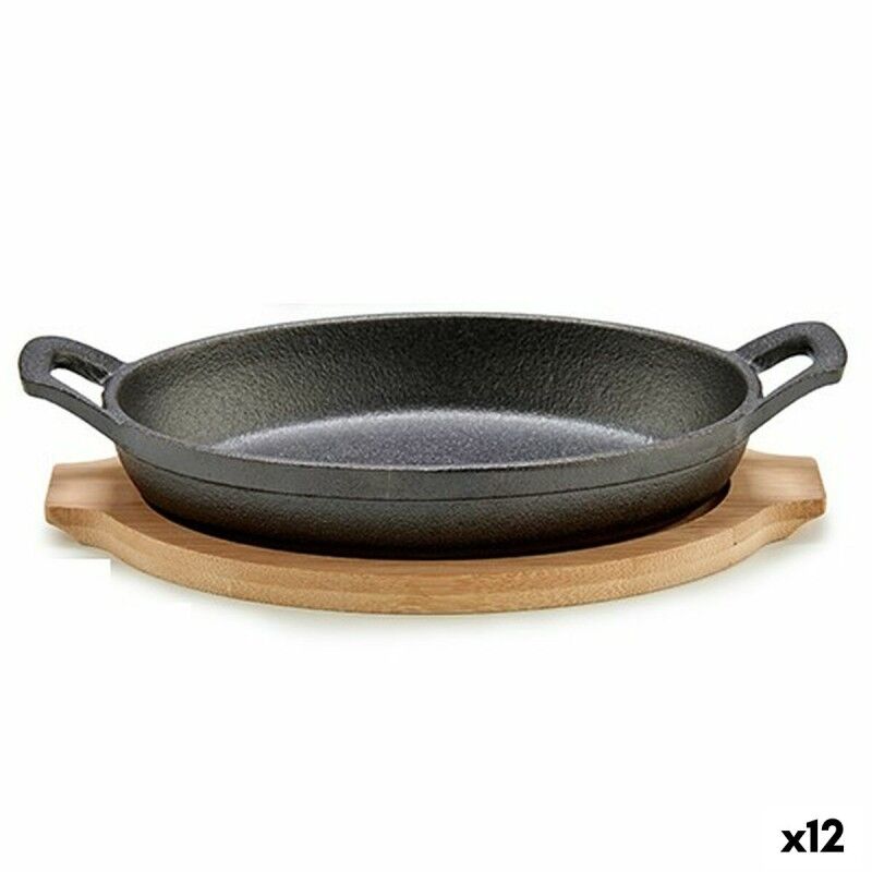 Kinvara|Prato Fundo para Servir Tapas Kinvara 1277SJ5103 Castanho Cinzento 22,5 x 4,5 x 12,5 cm (12 Unidades)