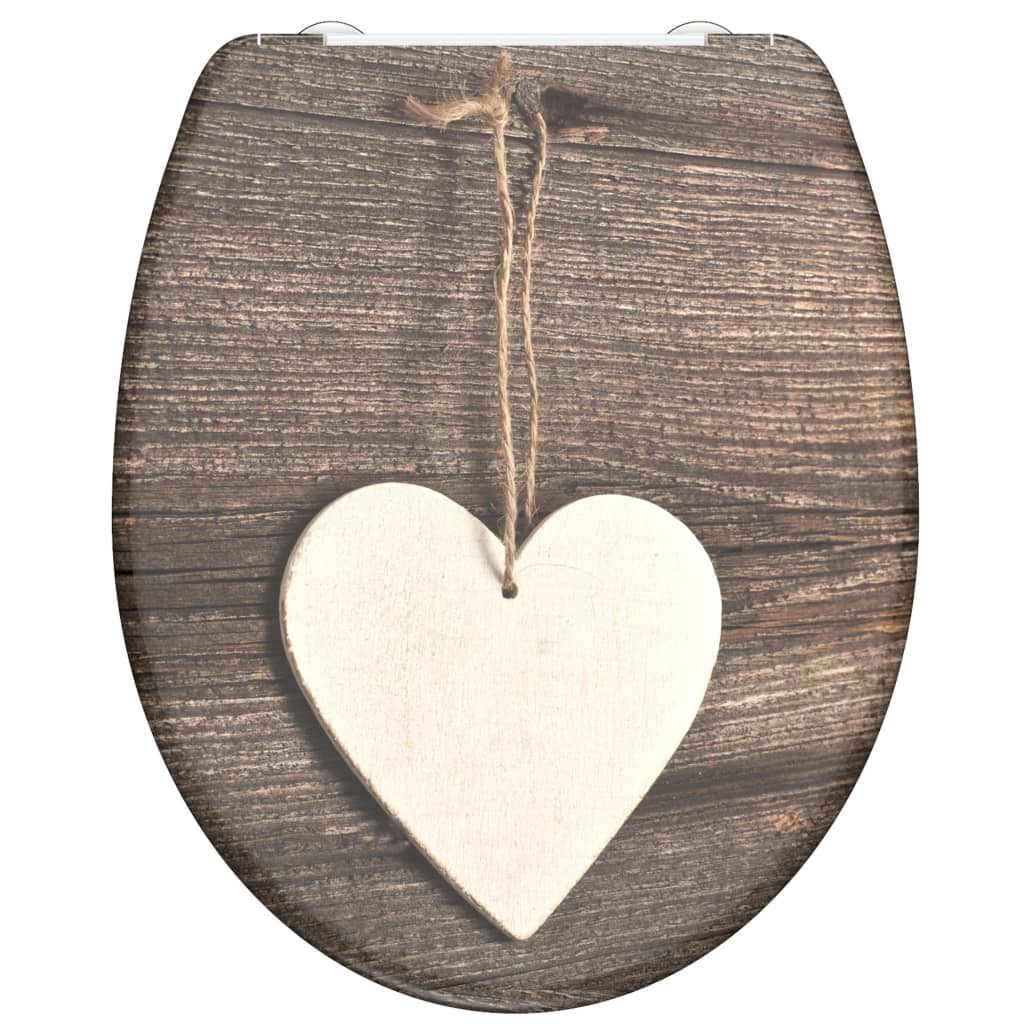 SCHÜTTE Assento sanita c/ fecho suave WOOD HEART duroplast estampado