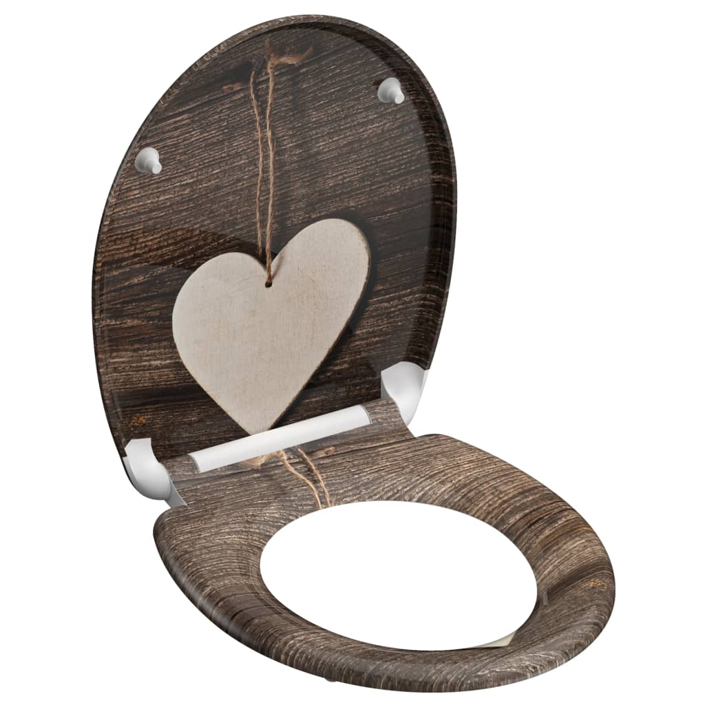 SCHÜTTE Assento sanita c/ fecho suave WOOD HEART duroplast estampado