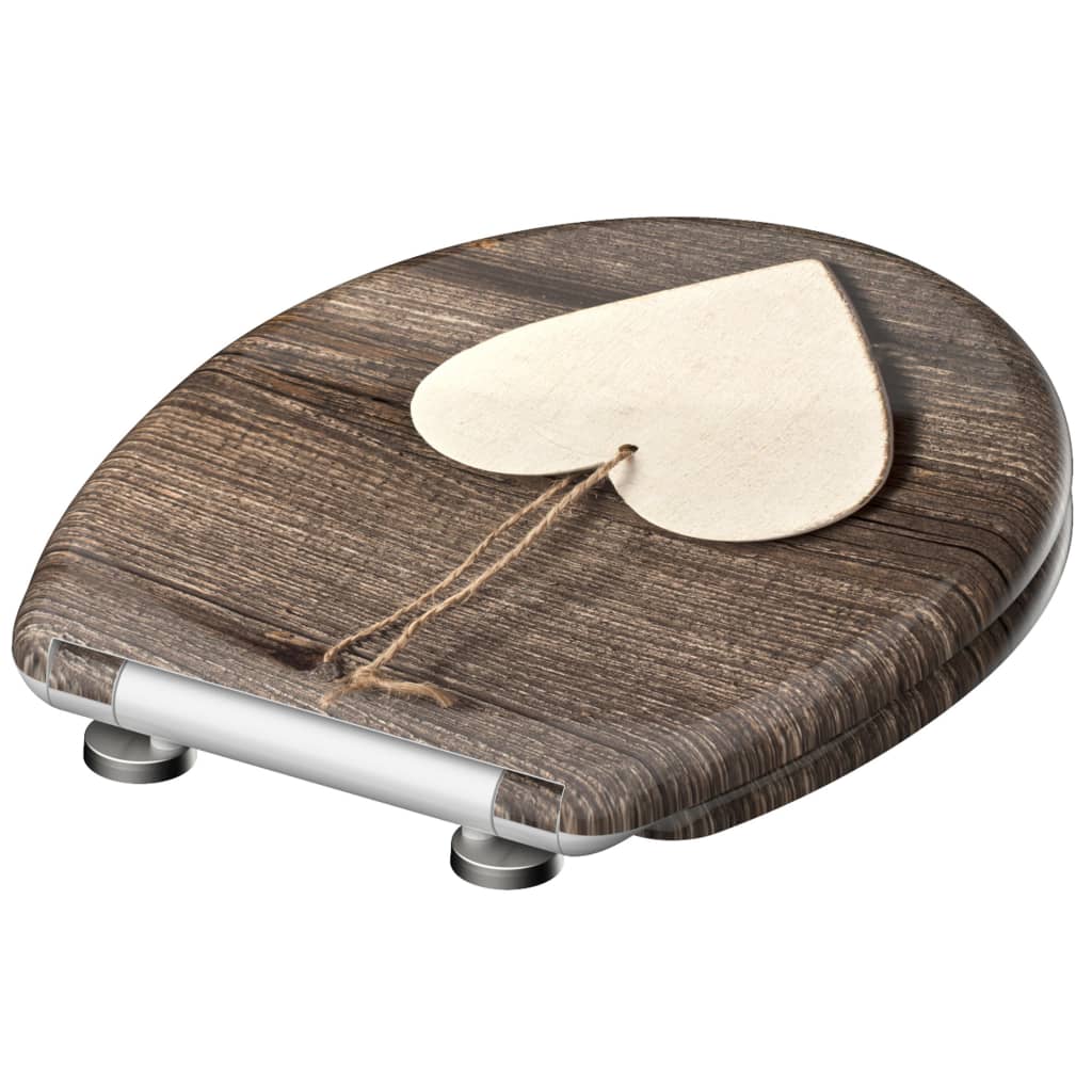 SCHÜTTE Assento sanita c/ fecho suave WOOD HEART duroplast estampado