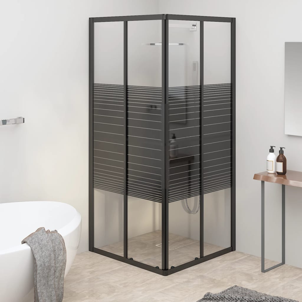 vidaXL Cabine de duche riscas ESG 70x70x180 cm preto