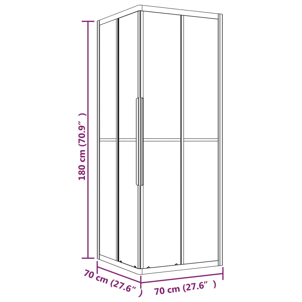 vidaXL Cabine de duche riscas ESG 70x70x180 cm preto