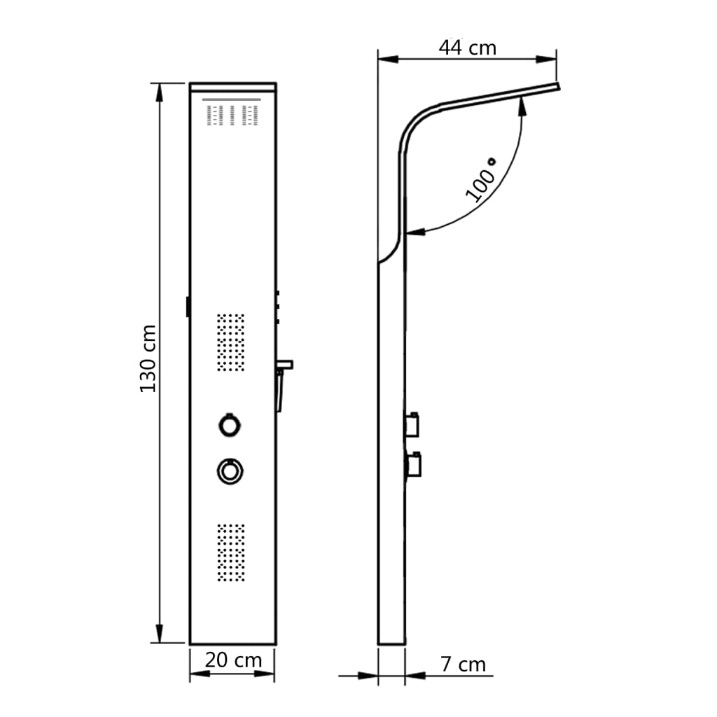 vidaXL Coluna de duche em alumínio 20x44x130 cm branco