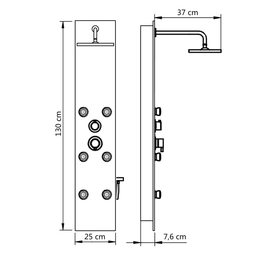 vidaXL Coluna de duche em vidro 25x44,6x130 cm preto