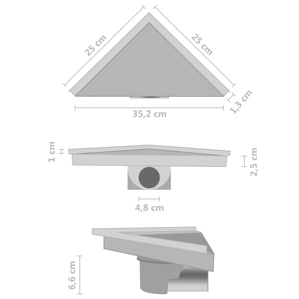 vidaXL Dreno de chuveiro com tampa 2 em 1 25x25 cm aço inoxidável