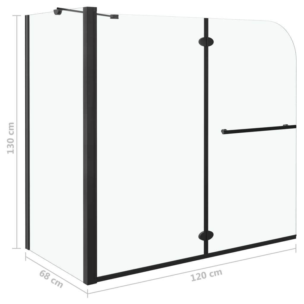 vidaXL Divisória de chuveiro c/ dobragem dupla ESG 120x68x130 cm preto