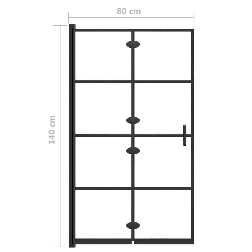 vidaXL Divisória de chuveiro dobrável ESG 80x140 cm preto