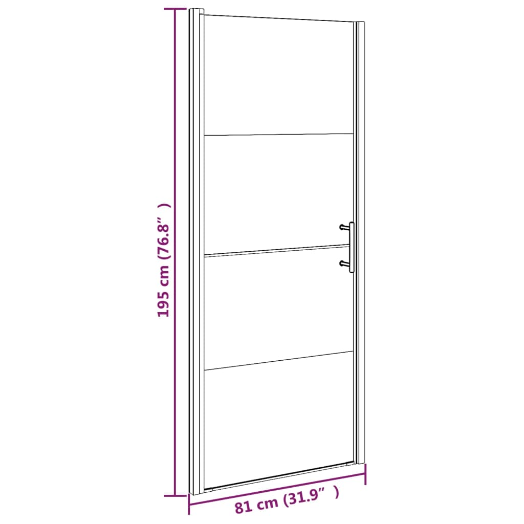 vidaXL Porta de chuveiro meio vidro fosco temperado 81x195 cm preto