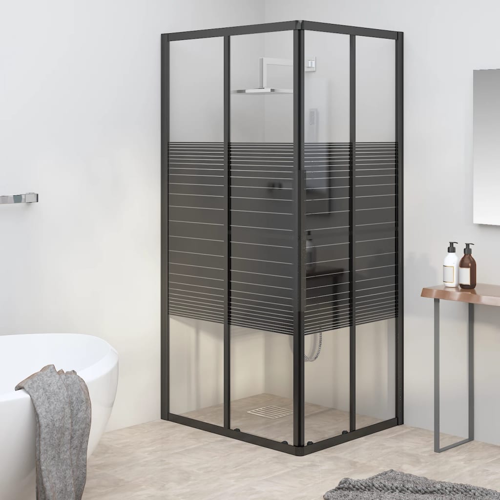 vidaXL Cabine de duche riscas ESG 90x70x180 cm preto