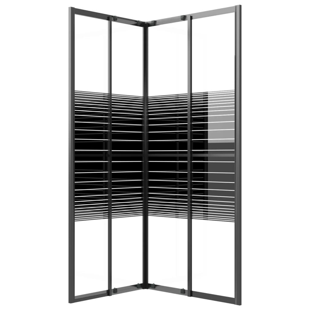 vidaXL Cabine de duche riscas ESG 90x70x180 cm preto