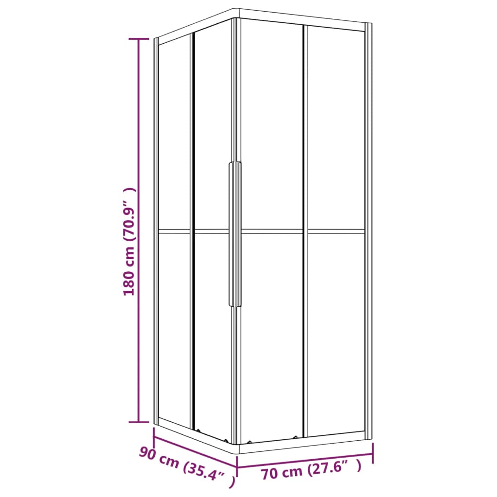 vidaXL Cabine de duche riscas ESG 90x70x180 cm preto