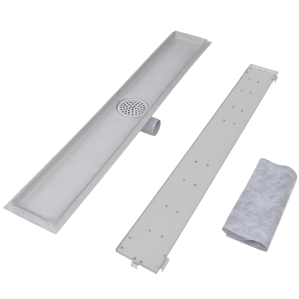 VidaXL Dreno de chuveiro linear 2 pcs 930x140 mm aço inoxidável