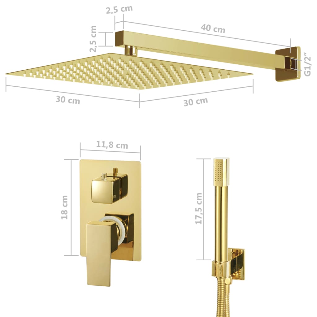 vidaXL Sistema de duche em aço inoxidável 201 dourado