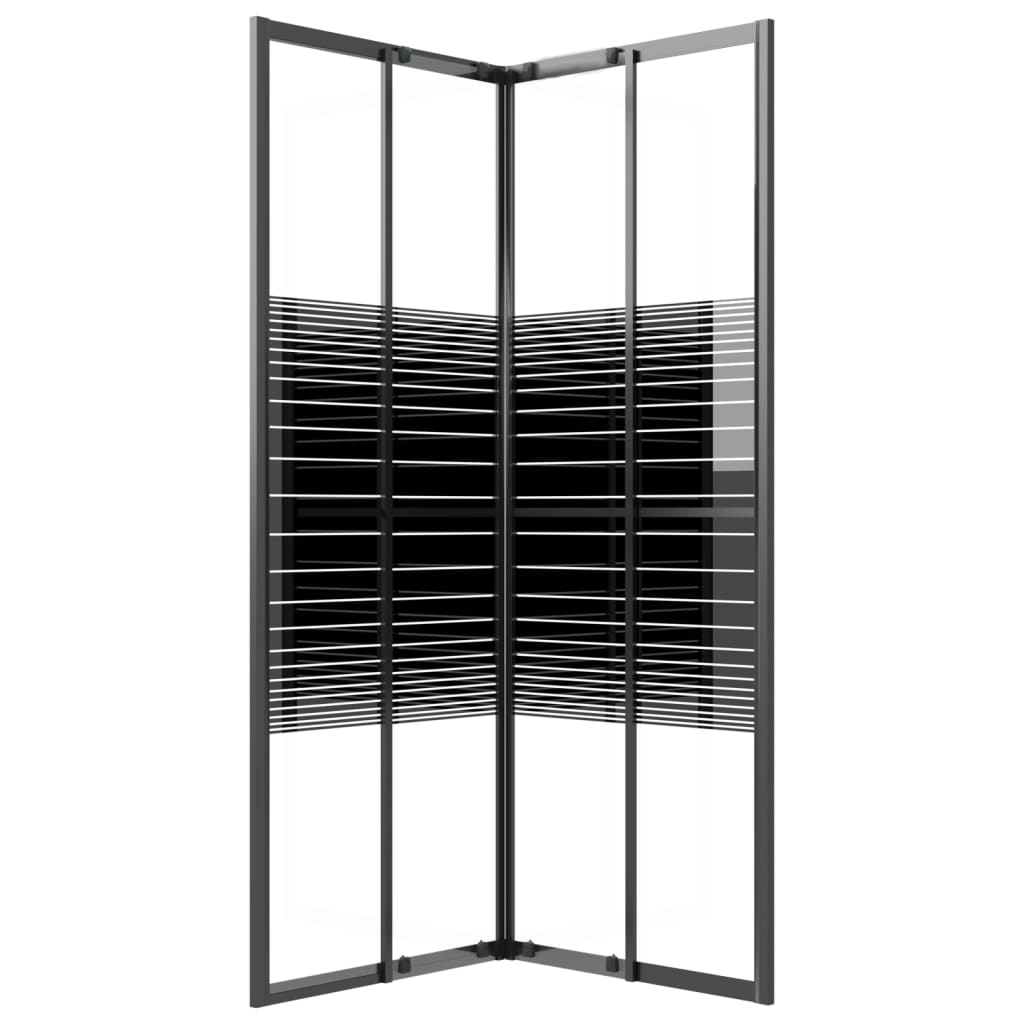 vidaXL Cabine de duche riscas ESG 80x80x180 cm preto