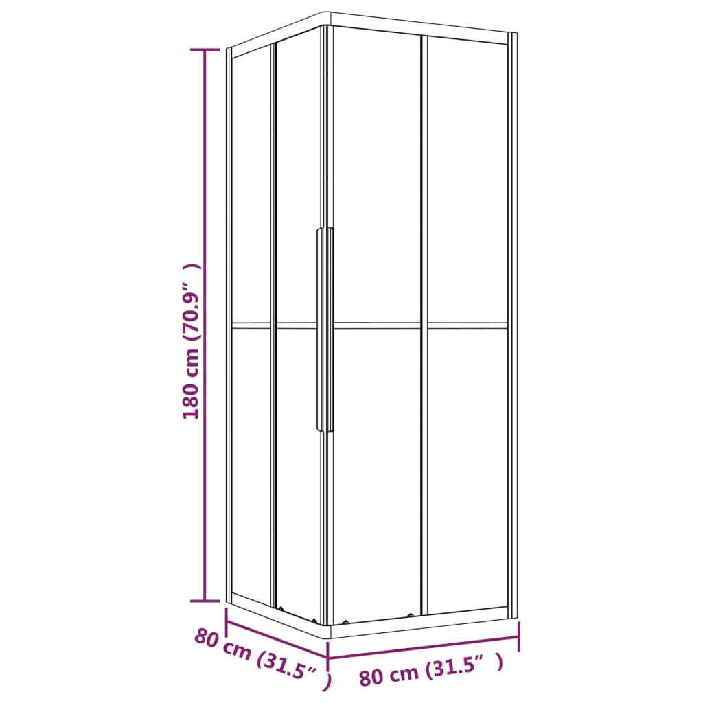 vidaXL Cabine de duche riscas ESG 80x80x180 cm preto