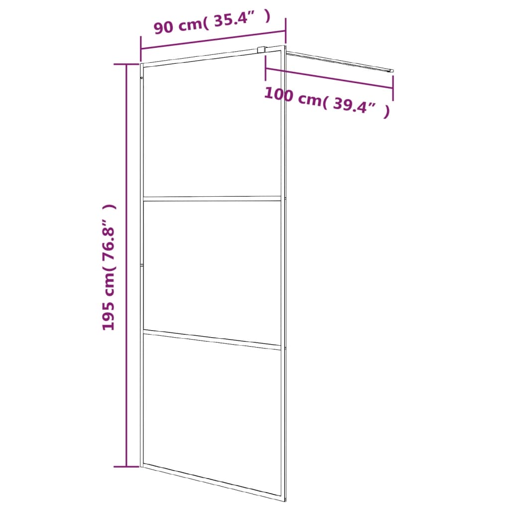 vidaXL Divisória de chuveiro 90x195 cm vidro semiopaco ESG preto