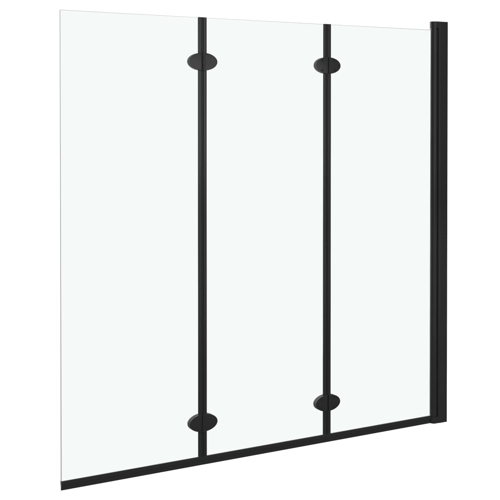 vidaXL Divisória de chuveiro dobrável 3 painéis ESG 130x138 cm preto