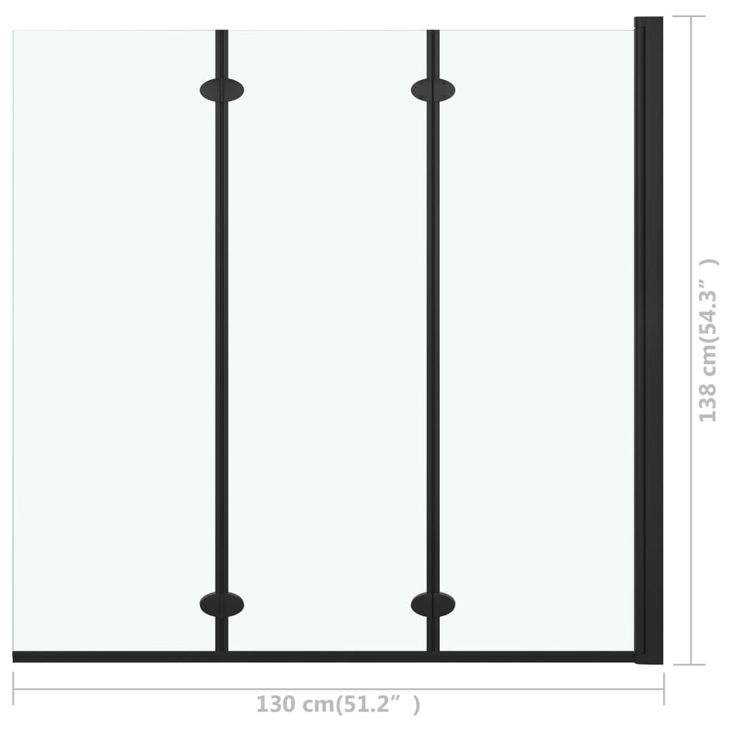 vidaXL Divisória de chuveiro dobrável 3 painéis ESG 130x138 cm preto