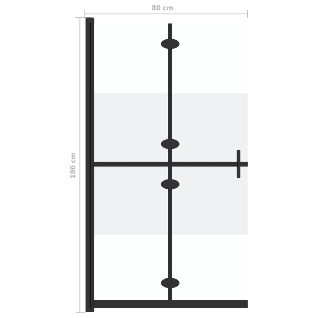 vidaXL Divisória chuveiro dobrável 80x190 cm meio vidro fosco ESG