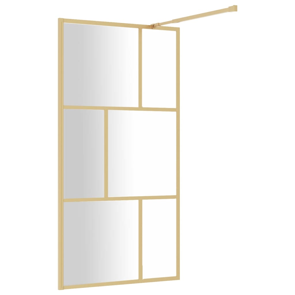 vidaXL Divisória de chuveiro 115x195 cm vidro transparente ESG dourado