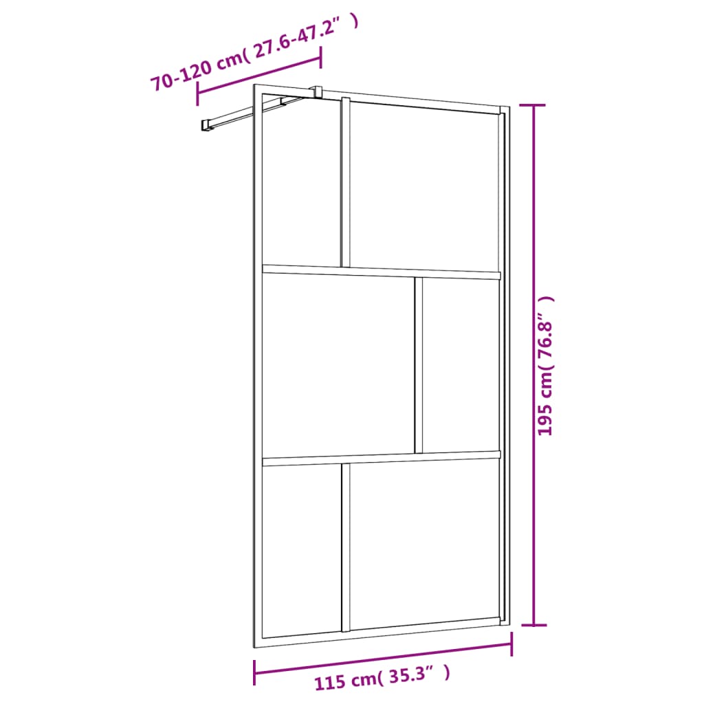 vidaXL Divisória de chuveiro 115x195 cm vidro transparente ESG dourado