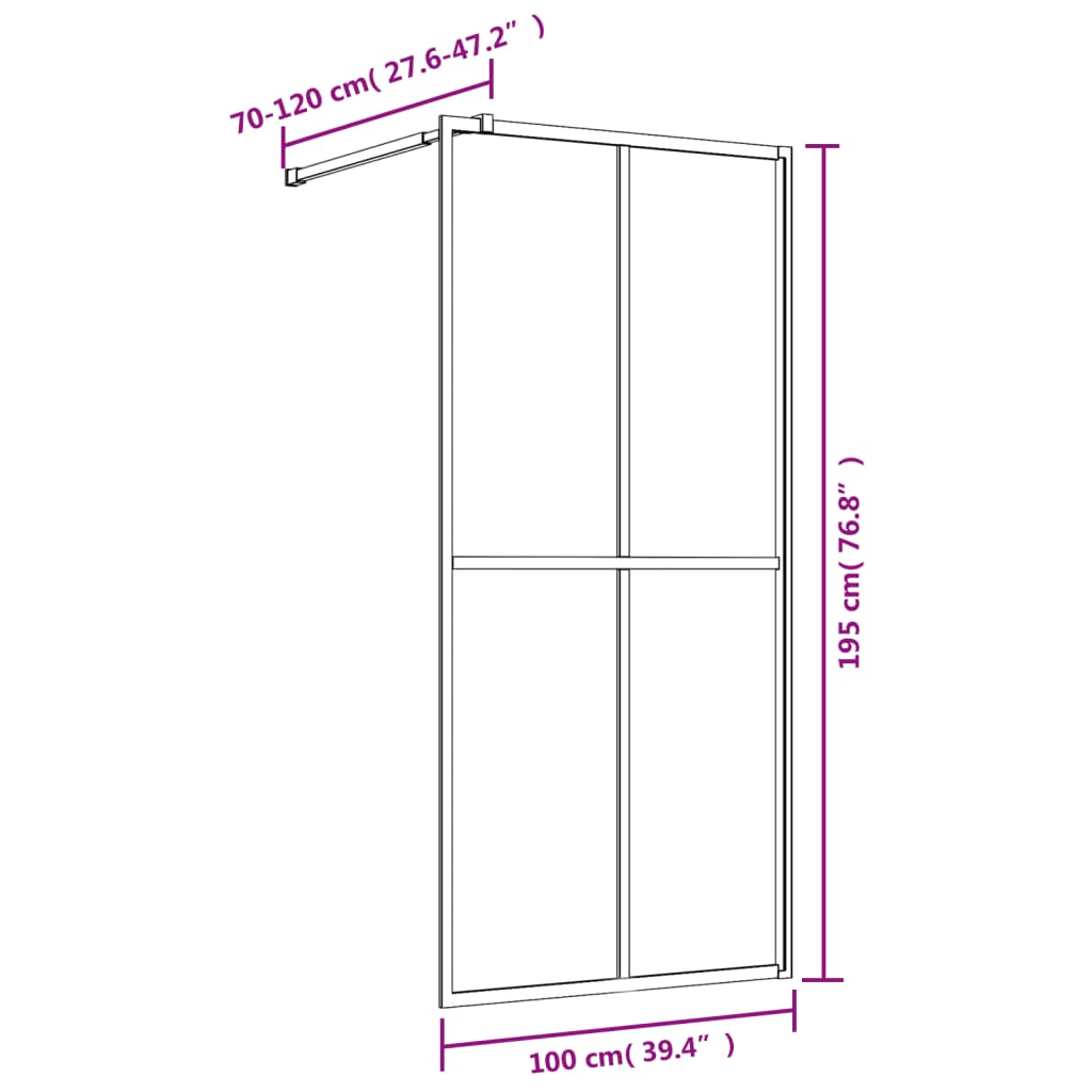 vidaXL Divisória de chuveiro 100x195cm vidro transparente ESG vermelho