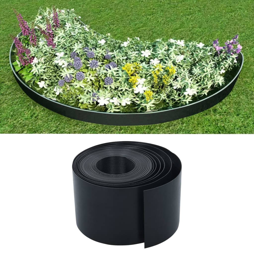 vidaXL Borda de jardim 10 m 15 cm PE preto