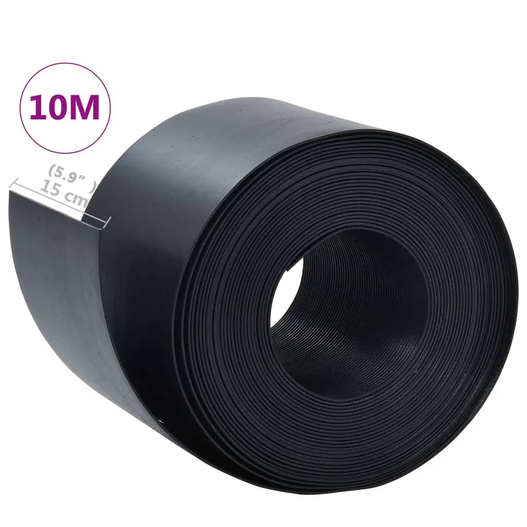 vidaXL Borda de jardim 10 m 15 cm PE preto